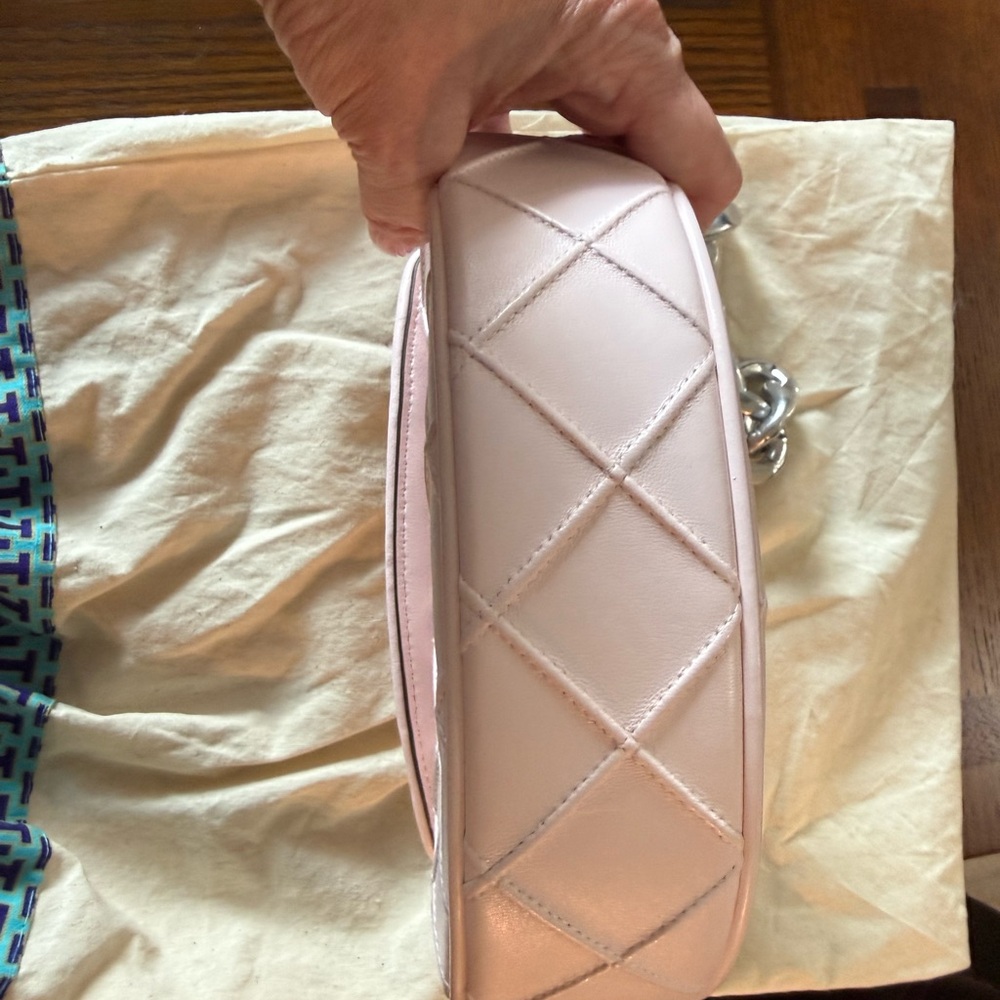 Tory Burch Pink Mini Fleming Crescent Bag. - Picture 4 of 5